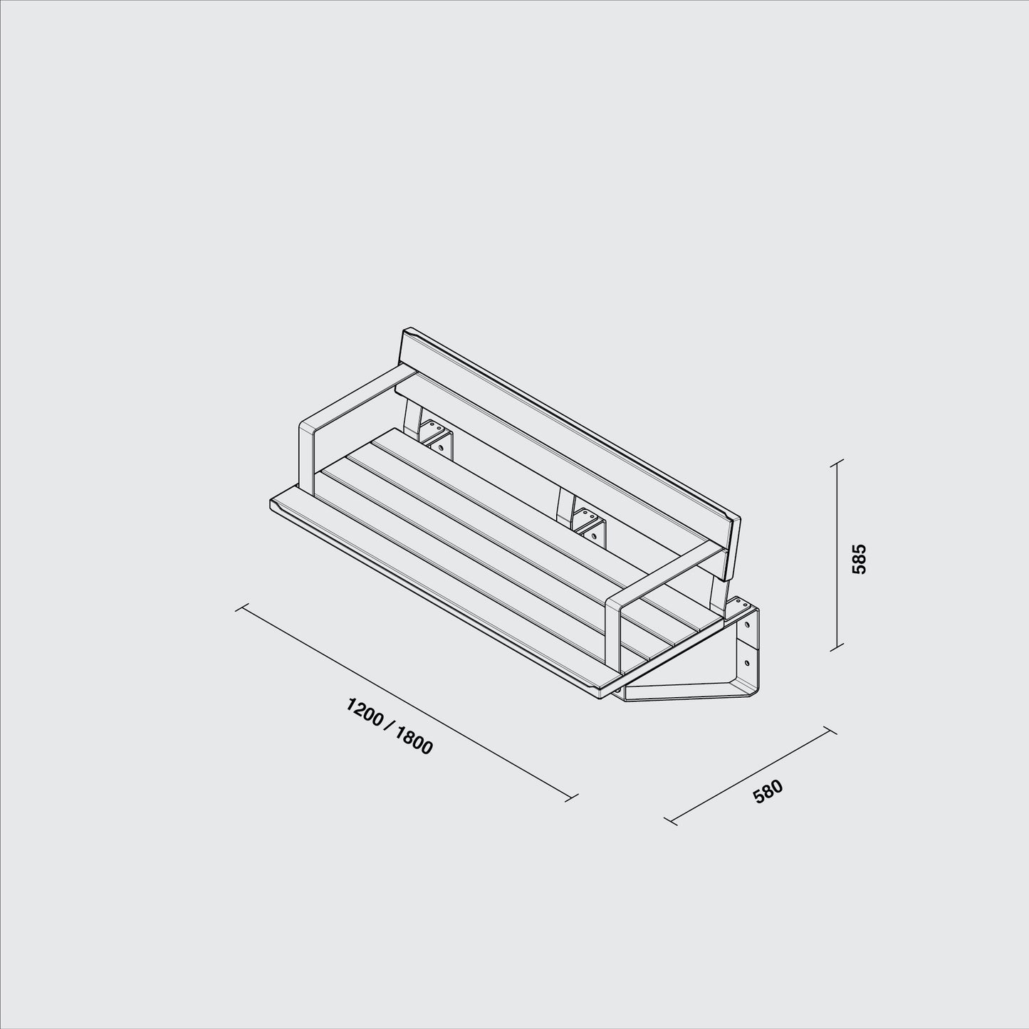 Frederick Bench Wall Seat with Back Rest